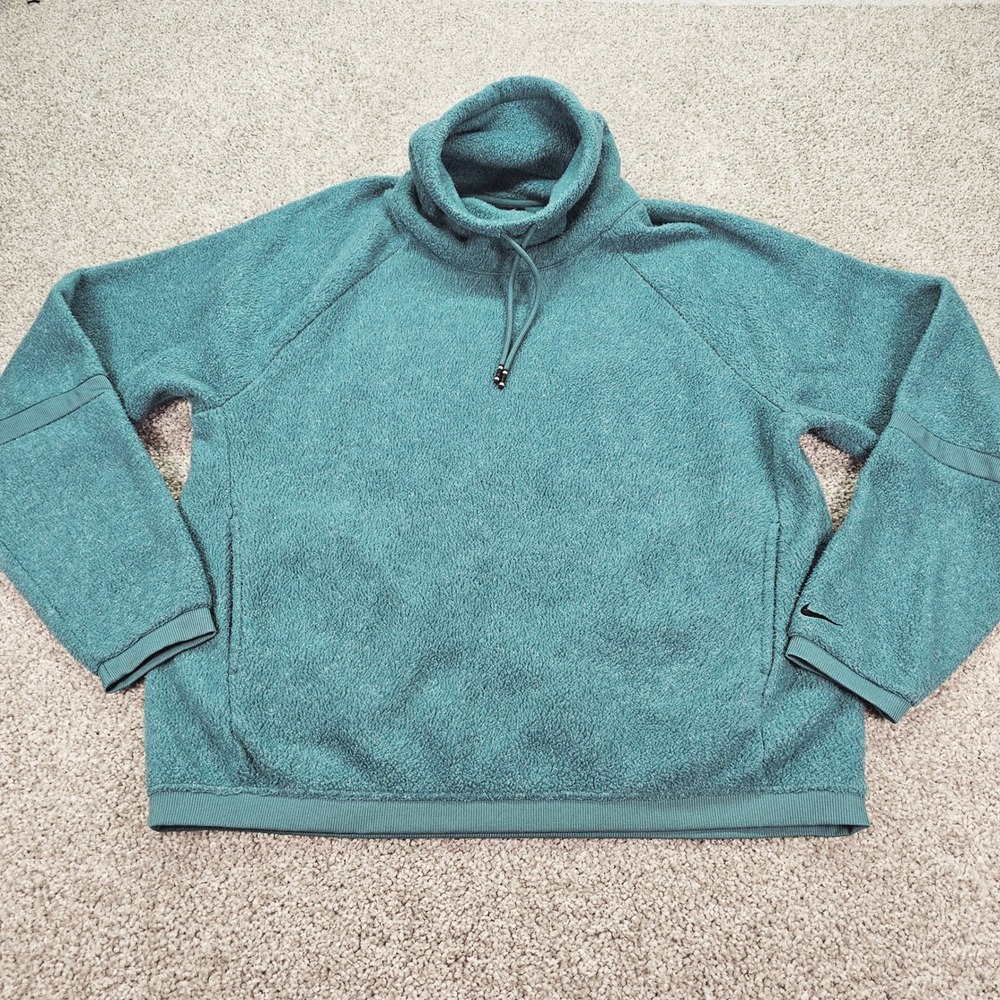 Nike Women Teal Fleece Funnel Neck Pullover Sweatshirt Size Medium